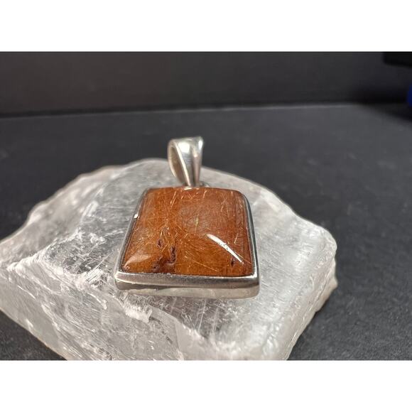 Vintage Nature Company Copper Rutilated Quartz Pendant 925 Sterling Silver - Picture 7 of 16
